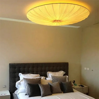 Aethera Ceiling Light – Wabi-Sabi Fabric LED Pendant | Minimalist Floating Disc Lamp for Contemporary Interiors