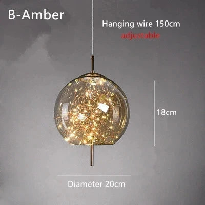 Modern Glass LED Pendant Light – Dimmable Hanging Ceiling Fixture | Luxury Designer Chandelier | Contemporary Home Lighting