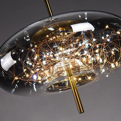 Modern Glass LED Pendant Light – Dimmable Hanging Ceiling Fixture | Luxury Designer Chandelier | Contemporary Home Lighting