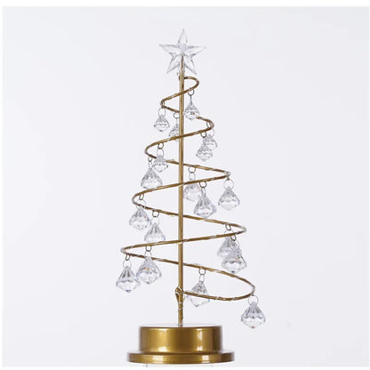 LumiSpiral Crystal Christmas Tree Table Lamp – Luxury LED Spiral Lamp in Gold