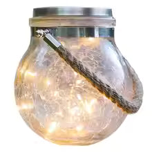 Set of 3 Solar-Powered Crackle Glass Garden Lights – Elegant Outdoor Solar Lighting