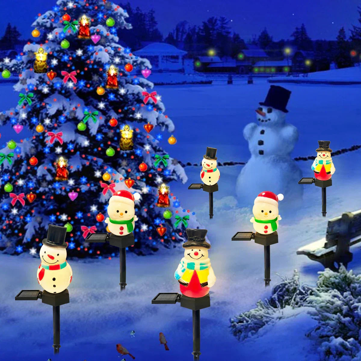 SnowGlow Solar Snowman Path Lights – Waterproof LED Garden Lights | Festive Outdoor Christmas Decoration