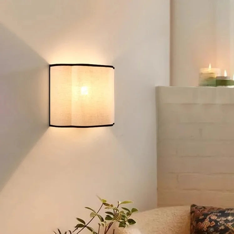 French Linen Wall Light – Cream Fabric LED Wall Sconce | Elegant Ambient Interior Lighting