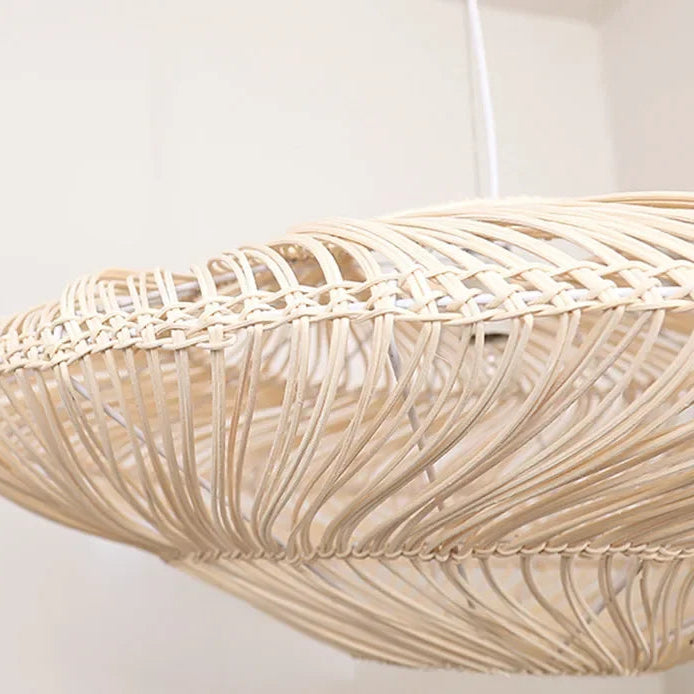 AetherRattan Pendant Light – Wabi-Sabi Rattan Ceiling Lamp | Japanese Nordic UFO Lighting for Elegant Interiors