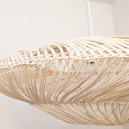 AetherRattan Pendant Light – Wabi-Sabi Rattan Ceiling Lamp | Japanese Nordic UFO Lighting for Elegant Interiors