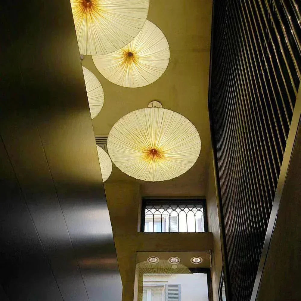 Aethera Ceiling Light – Wabi-Sabi Fabric LED Pendant | Minimalist Floating Disc Lamp for Contemporary Interiors