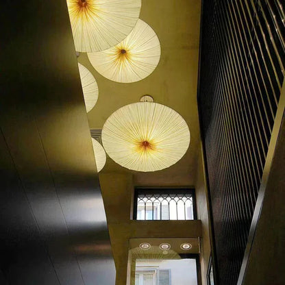 Aethera Ceiling Light – Wabi-Sabi Fabric LED Pendant | Minimalist Floating Disc Lamp for Contemporary Interiors