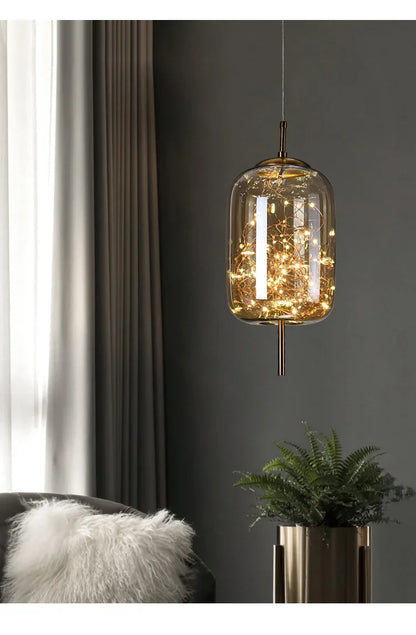 Modern Glass LED Pendant Light – Dimmable Hanging Ceiling Fixture | Luxury Designer Chandelier | Contemporary Home Lighting
