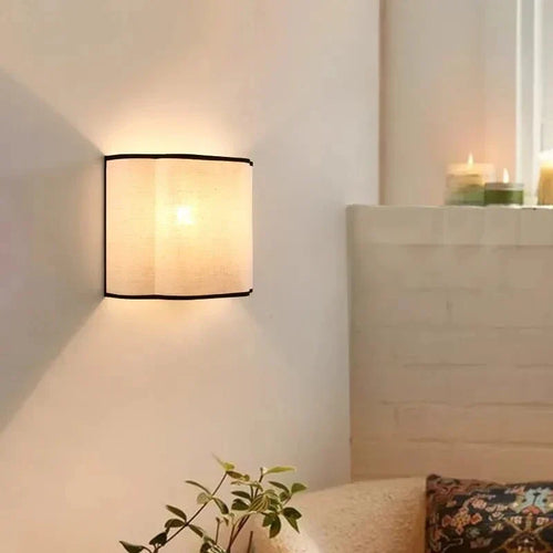 French Linen Wall Light – Cream Fabric LED Wall Sconce | Elegant Ambient Interior Lighting