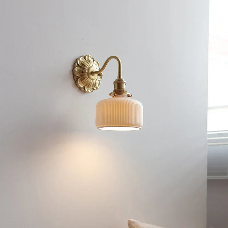 Frosted Glass LED Wall Light with Copper Finish – Modern Luxury Wall Sconce | Elegant Ambient Lighting