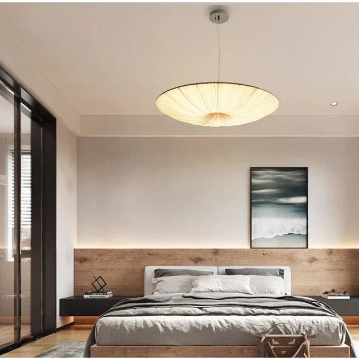 Aethera Ceiling Light – Wabi-Sabi Fabric LED Pendant | Minimalist Floating Disc Lamp for Contemporary Interiors