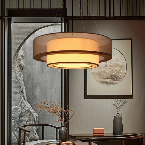 Veloura Silk Pendant Light – Luxury Beige Hanging Ceiling Lamp | Soft Ambient Lighting for Modern Interiors