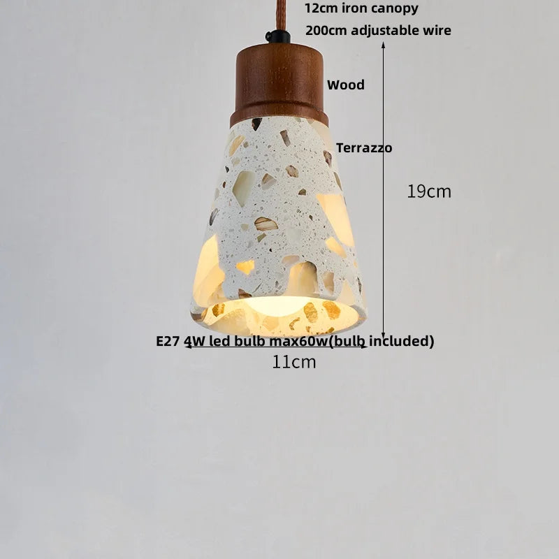 Terrazzo Stone Pendant Light with Copper Detail – Modern LED Ceiling Lamp | Contemporary Designer Lighting