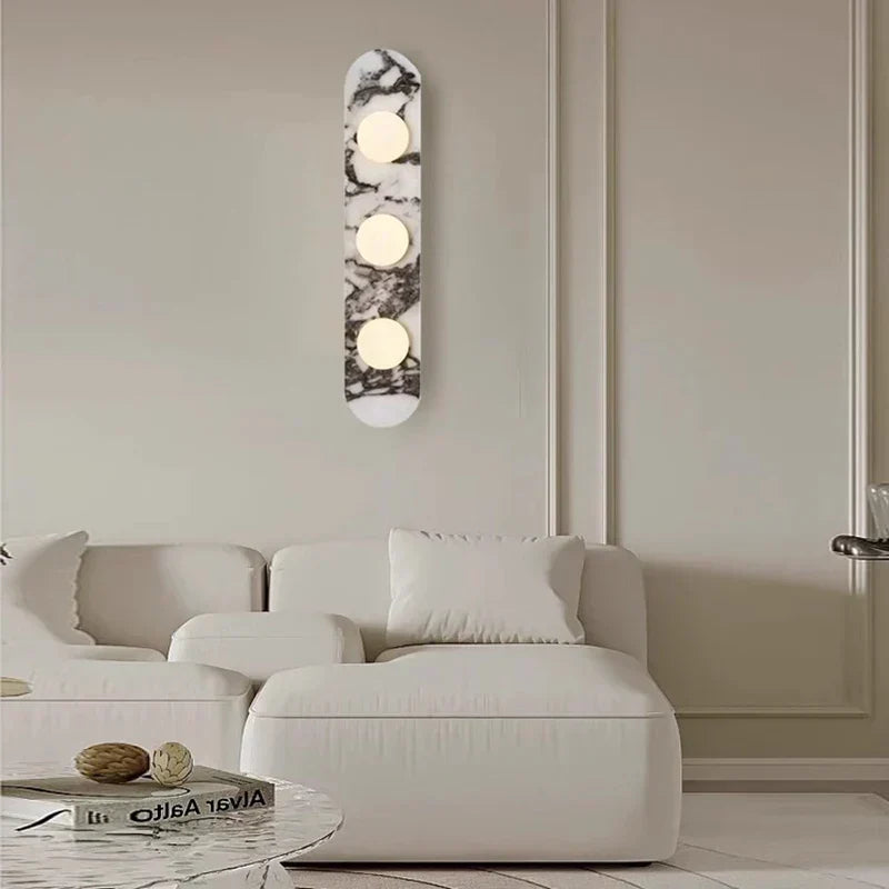 Marble LED Wall Light – Modern Designer Wall Lamp | Luxury Ambient Lighting | Contemporary Stone & Glass Feature
