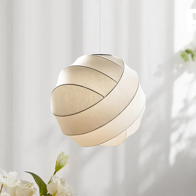 SereneSilk Pendant Light – Wabi-Sabi Silk Ceiling Lamp | Japanese Minimalist Lighting for Elegant Interiors