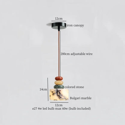 Marble Pendant Light with Iron Finish – Modern Nordic LED Ceiling Lamp | Luxury Contemporary Lighting