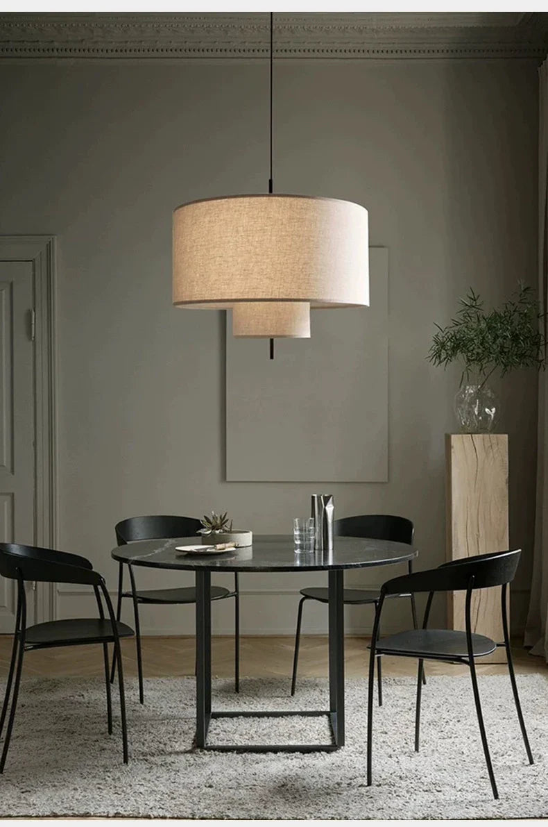 Modern Wabi-Sabi Fabric Pendant Light – Nordic LED Hanging Ceiling Lamp | Soft Ambient Lighting | Premium Designer Fixture