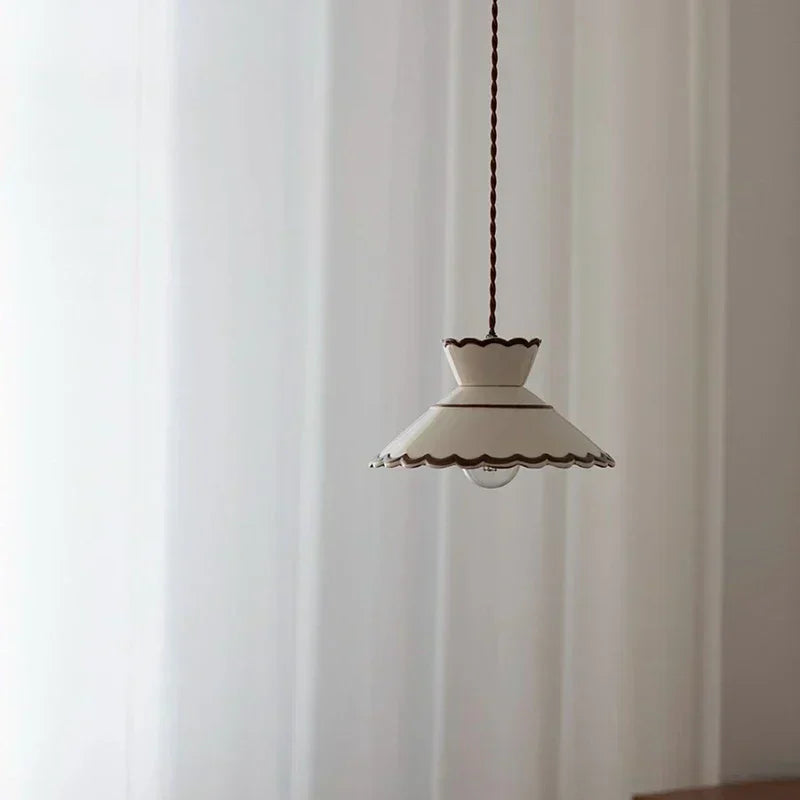 Dark Green Ceramic Pendant Light with Copper Finish – Retro Nordic Ceiling Lamp | Elegant Ambient Lighting