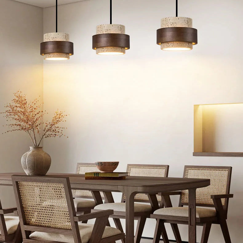 Natural Stone Pendant Light with LED – Modern Minimalist Hanging Lamp | Warm Ambient Interior Lighting