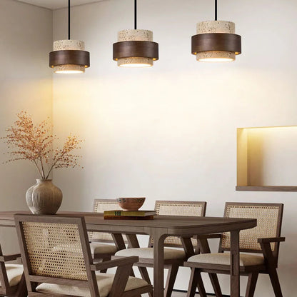 Natural Stone Pendant Light with LED – Modern Minimalist Hanging Lamp | Warm Ambient Interior Lighting