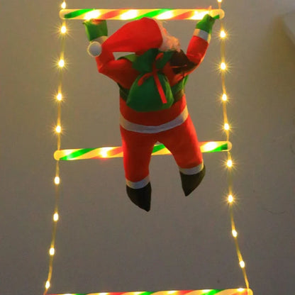Santa Ladder LED Lights – Climbing Santa Christmas Decoration | USB-Powered Festive Lighting