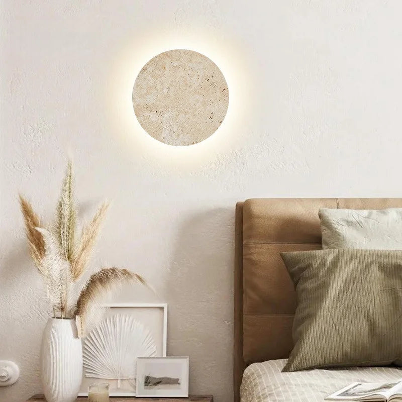 Travertine Stone LED Wall Light – Modern Luxury Wall Sconce | Warm Ambient Interior Lighting