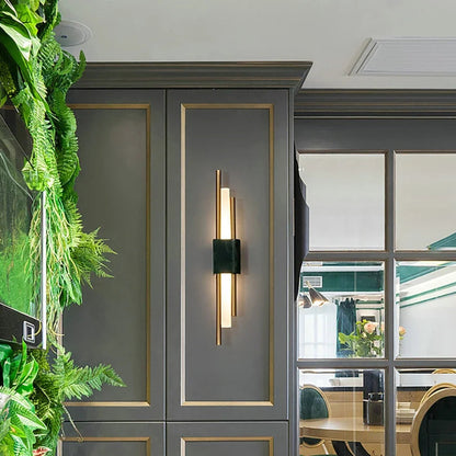 Marble LED Wall Light with Gold & Black Finish – Modern Luxury Wall Sconce | Elegant Ambient Interior Lighting