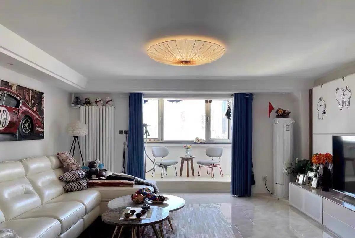 Aethera Ceiling Light – Wabi-Sabi Fabric LED Pendant | Minimalist Floating Disc Lamp for Contemporary Interiors