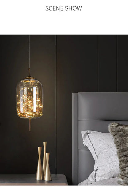 Modern Glass LED Pendant Light – Dimmable Hanging Ceiling Fixture | Luxury Designer Chandelier | Contemporary Home Lighting