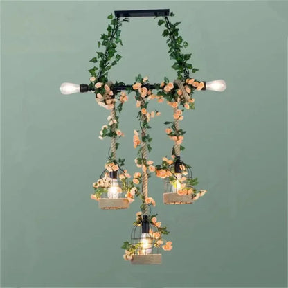 Vintage Farmhouse Chandelier – Industrial LED Pendant Light | Rustic Dining & Café Lighting | Statement Ceiling Feature