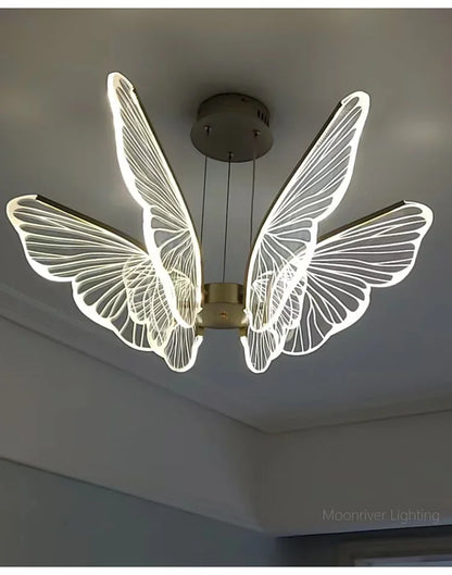 Butterfly Glow LED Pendant Light – Dimmable Designer Ceiling Light | Remote-Controlled Ambient Lighting | Contemporary Luxury Interior Feature