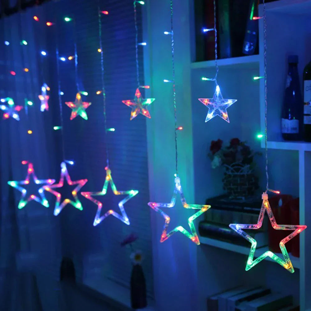StellaGlow LED Star Icicle Lights – 3.5M Decorative Curtain Lights | Indoor & Outdoor Festive Lighting