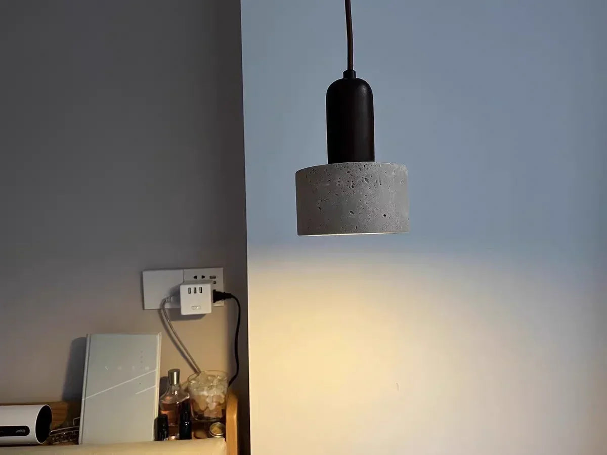 Travertine Stone Pendant Light with Copper Finish – Nordic LED Hanging Lamp | Warm Contemporary Lighting