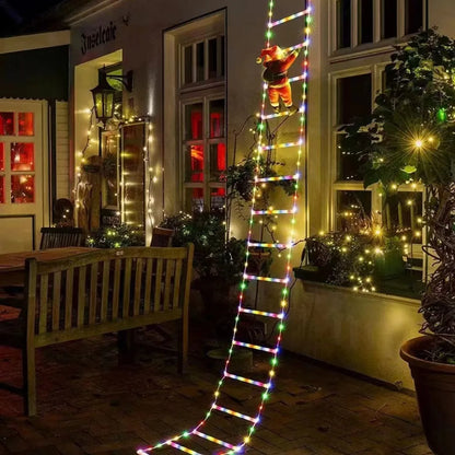 Santa Ladder LED Lights – Climbing Santa Christmas Decoration | USB-Powered Festive Lighting