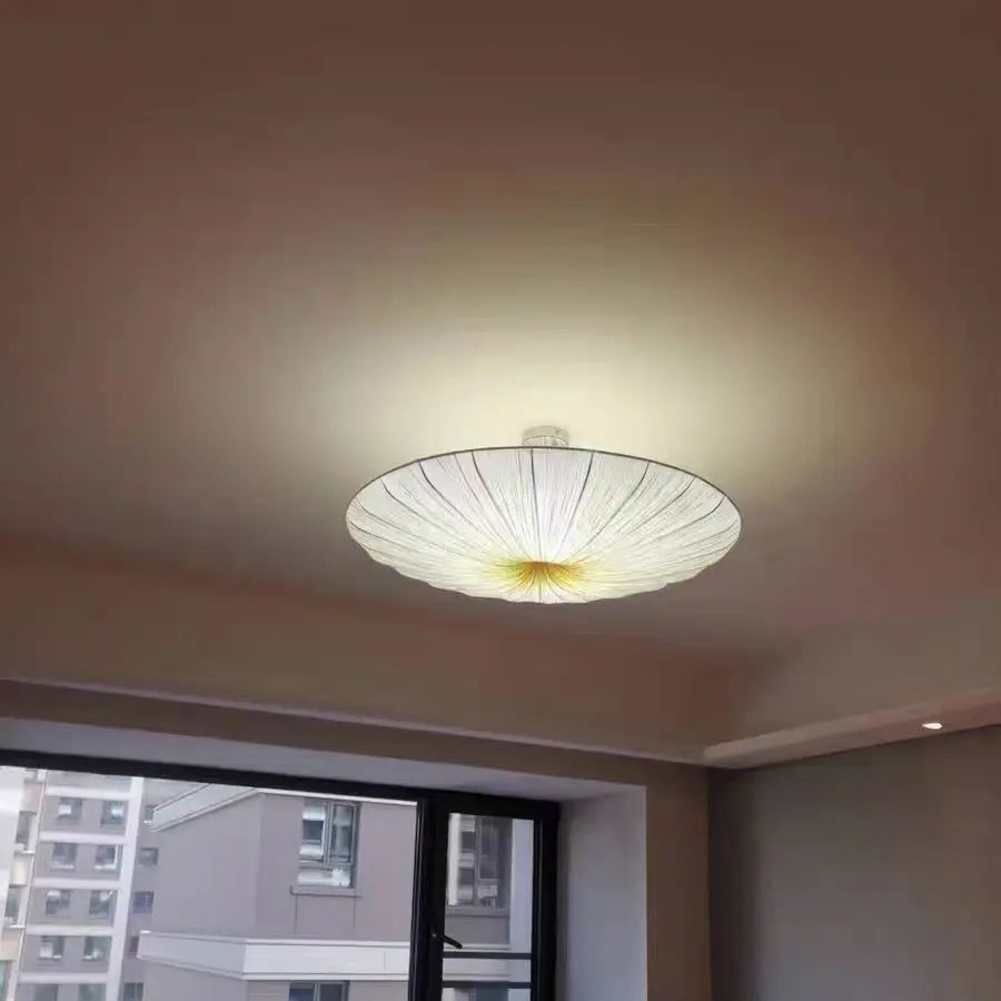 Aethera Ceiling Light – Wabi-Sabi Fabric LED Pendant | Minimalist Floating Disc Lamp for Contemporary Interiors