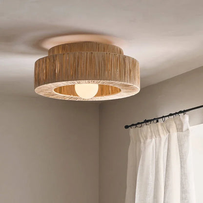 Wabi Sabi Rattan Pendant Light – Handwoven Japanese Ceiling Lamp | Natural Ambient Lighting | Artisan Interior Feature