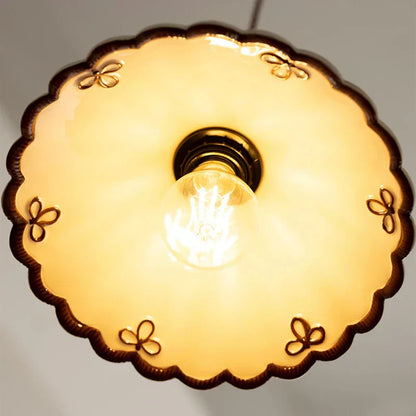Dark Green Ceramic Pendant Light with Copper Finish – Retro Nordic Ceiling Lamp | Elegant Ambient Lighting