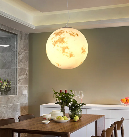Moonlight Halo LED Pendant Light – Scandinavian Designer Ceiling Lamp | Contemporary Ambient Lighting | Statement Interior Feature