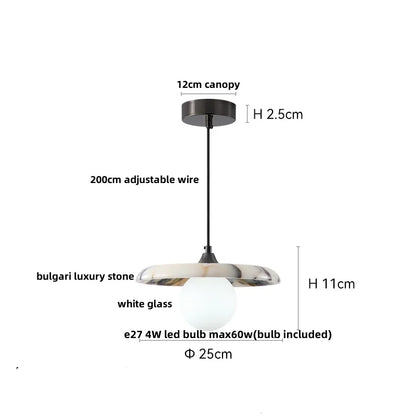 Travertine Stone Pendant Light with Copper Finish – Nordic LED Hanging Lamp | Warm Contemporary Lighting