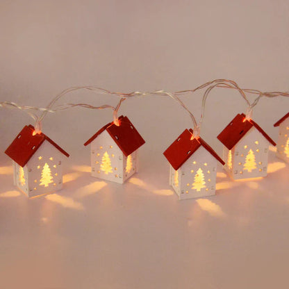 NordiHaus LED Wooden House String Lights – Scandinavian Christmas Decoration Collection 2025