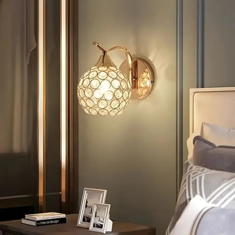 Crystal Wall Light with Gold & Silver Finish – Modern Luxury LED Wall Sconce | Elegant Ambient Lighting