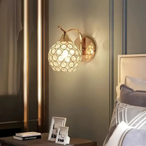 Crystal Wall Light with Gold & Silver Finish – Modern Luxury LED Wall Sconce | Elegant Ambient Lighting