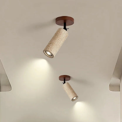 Travero Flush Ceiling Light – Wabi-Sabi Travertine Stone Lamp | Minimalist Natural Lighting for Modern Interiors
