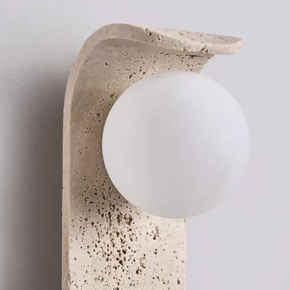 Cavora Stone Wall Light – Scandinavian Glass & Natural Stone Sconce | Up & Down Ambient Lighting | Contemporary Interior Design