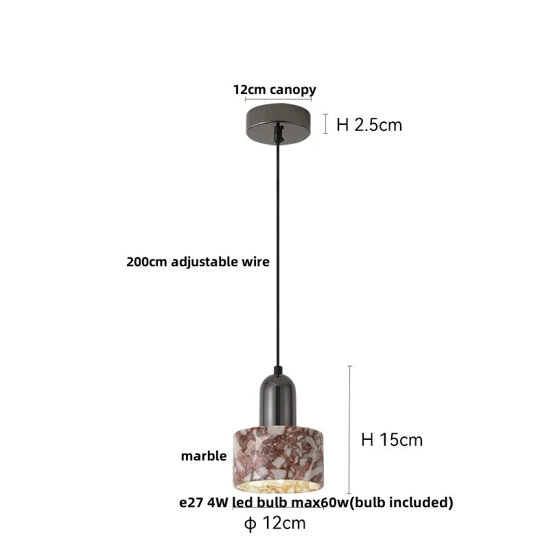 Travertine Stone Pendant Light with Copper Finish – Nordic LED Hanging Lamp | Warm Contemporary Lighting