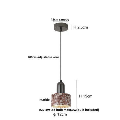 Travertine Stone Pendant Light with Copper Finish – Nordic LED Hanging Lamp | Warm Contemporary Lighting