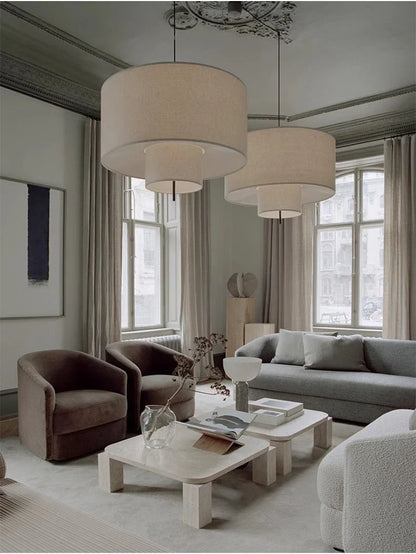 Modern Wabi-Sabi Fabric Pendant Light – Nordic LED Hanging Ceiling Lamp | Soft Ambient Lighting | Premium Designer Fixture