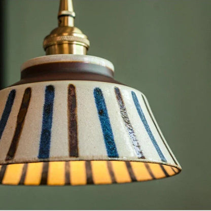 Dark Green Ceramic Pendant Light with Copper Finish – Retro Nordic Ceiling Lamp | Elegant Ambient Lighting