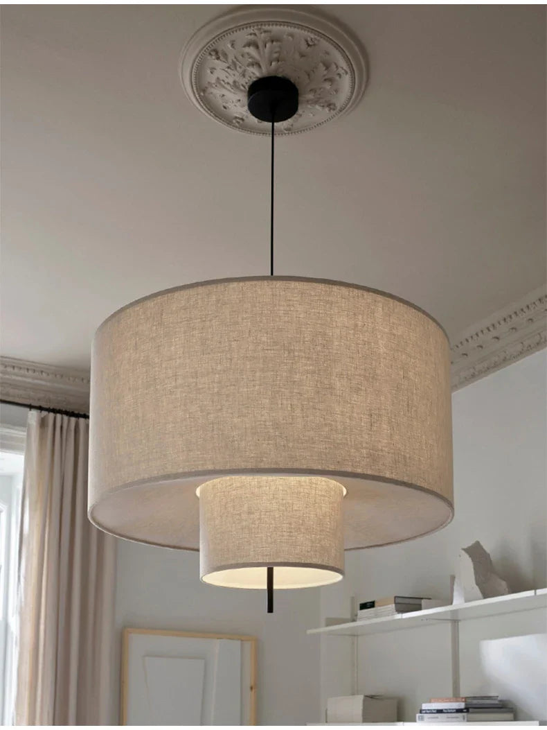 Modern Wabi-Sabi Fabric Pendant Light – Nordic LED Hanging Ceiling Lamp | Soft Ambient Lighting | Premium Designer Fixture
