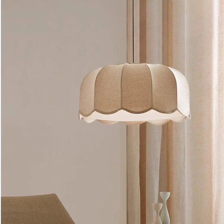 Hoshira Linen Pendant Light – Japandi Wabi-Sabi Ceiling Lamp | Soft Ambient LED Lighting for Modern Interiors